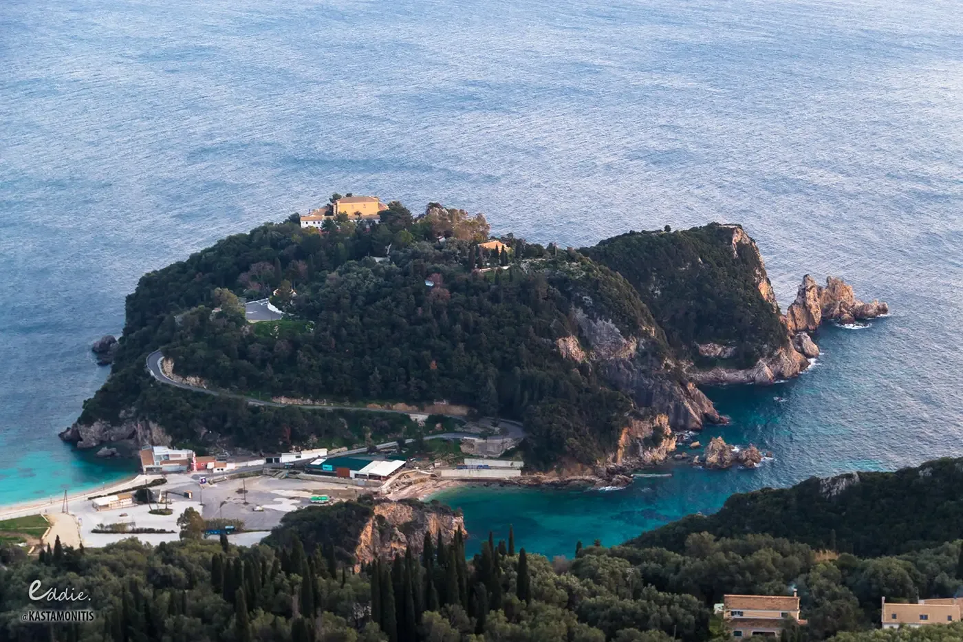 A panorama of the north-west coast from the Lakones viewpoint